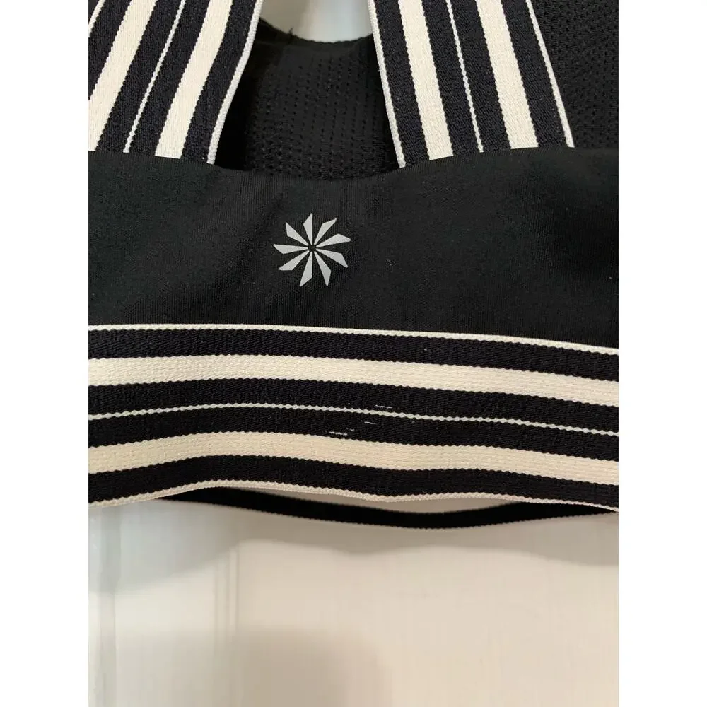 Athleta black and white contrast strap sport bra XS